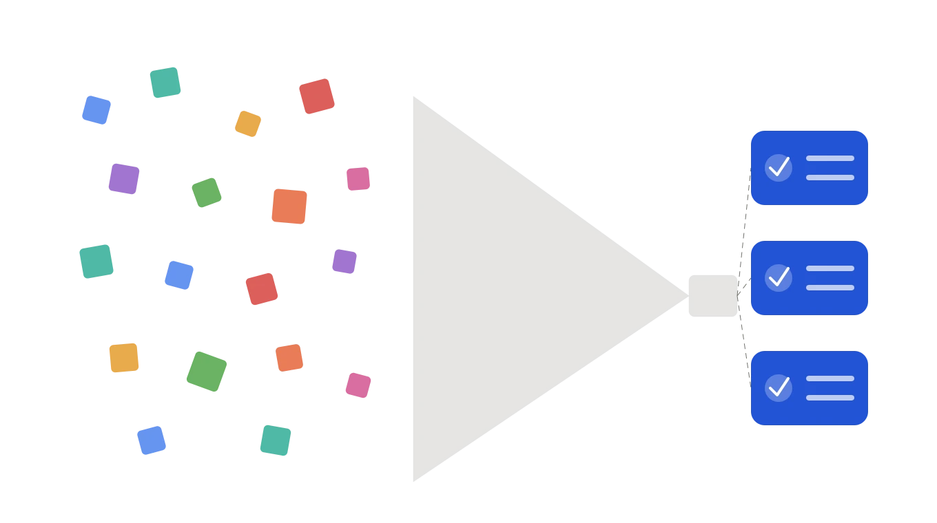 An abstract drawing representing the process of filtering content