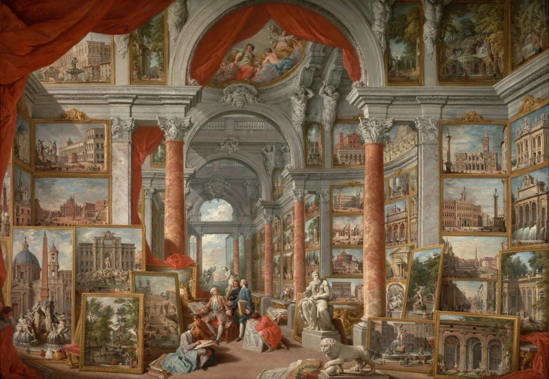 Picture Gallery with Views of Modern Rome - Giovanni Paolo Pannini