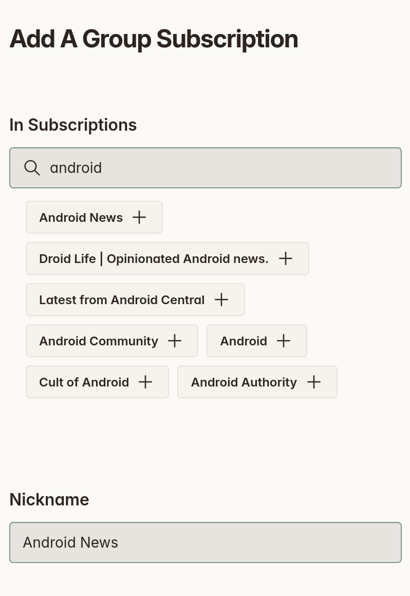 Screenshot of creating a Group Subscription