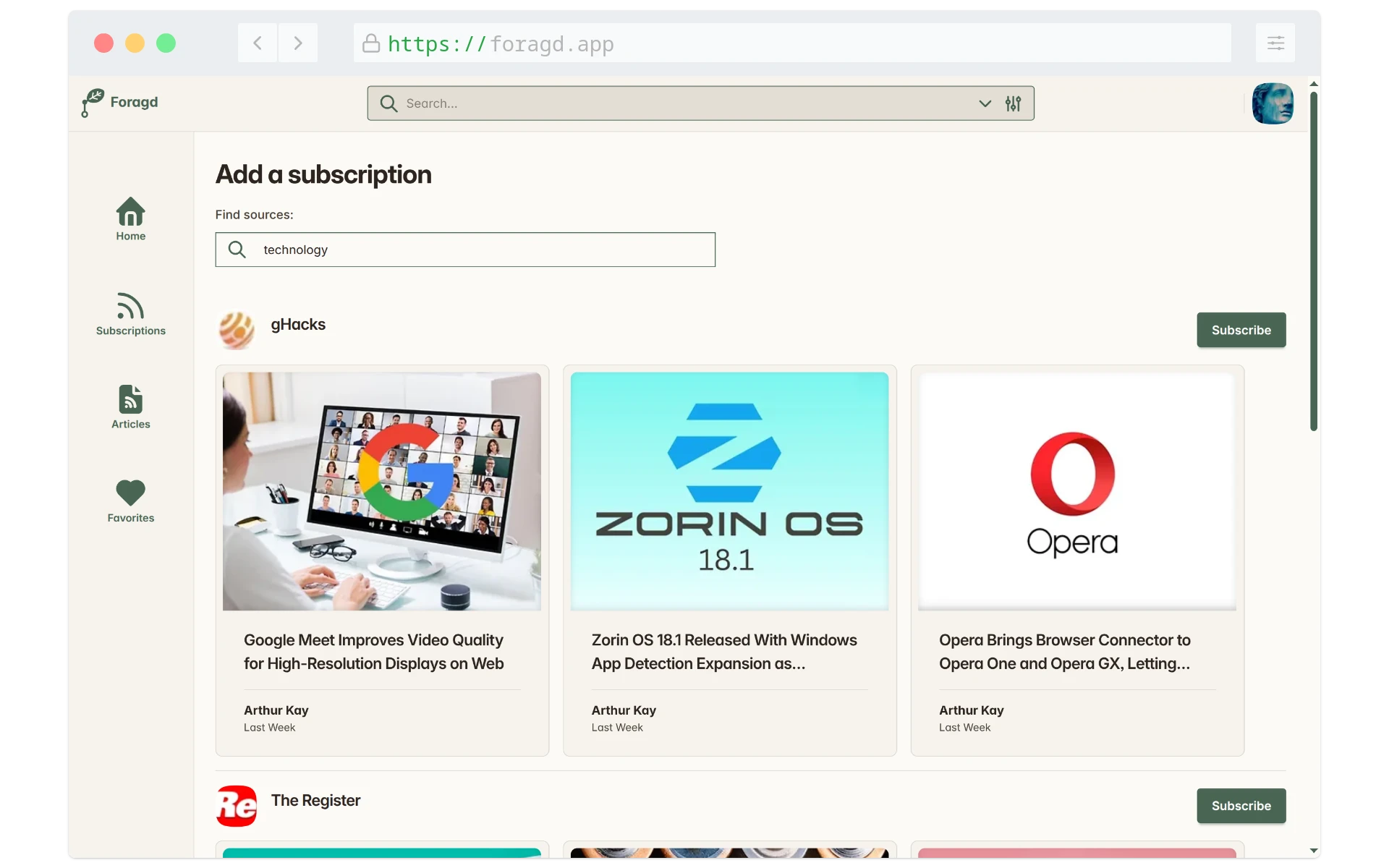 Screenshot of add content page