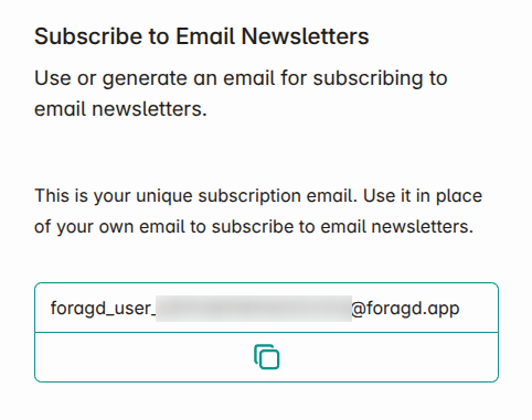 Screenshot of email newsletter option